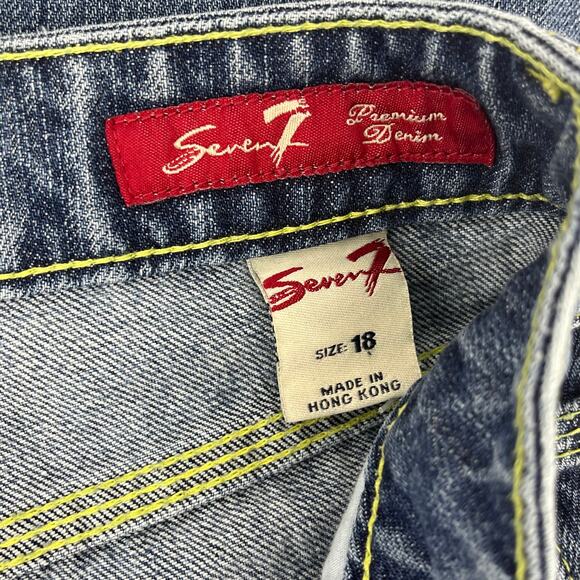 Seven7 Women's 18 Blue Denim Distressed Straight Leg Jeans - Picture 6 of 6